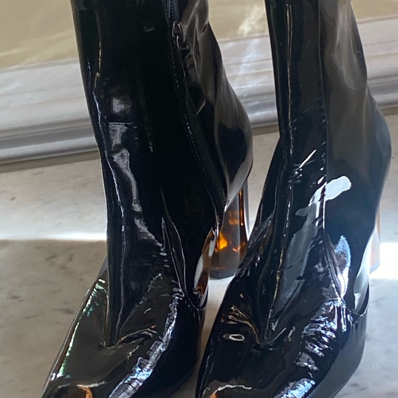 Designer Kurt Geiger London Stride 90 Bootie Shiny Black Patent Leather - Picture 10 of 11